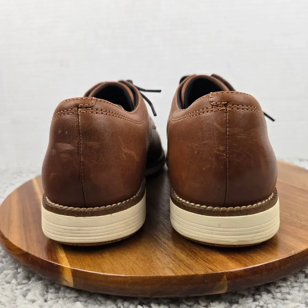 Cole Haan Mens 10.5M FlexGrand 360 Plain Toe Brown Leather Casual Derby Oxford